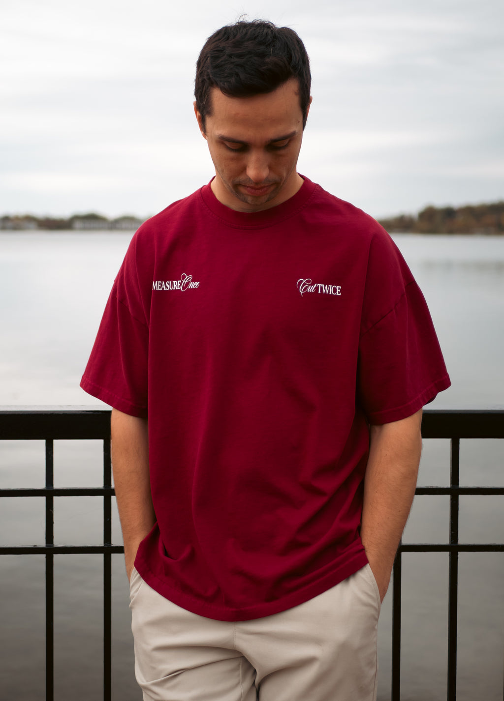Measure Once Cut Twice Tee - Burgundy