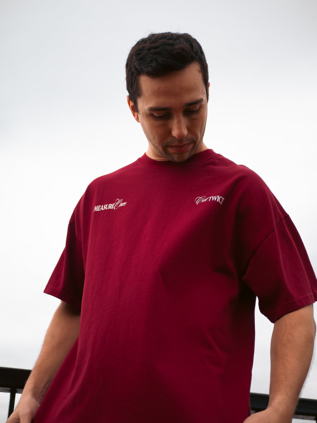Measure Once Cut Twice Tee - Burgundy