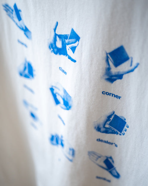 Angled close-up of the Get a Grip Tee print